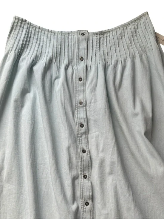 ANTHROPOLOGIE Pilcro Pintuck Basque-Waist Denim Maxi Skirt XL Light Wash $98 NWT - Picture 8 of 14